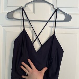 Strappy V-Neck Mini Dress - Black